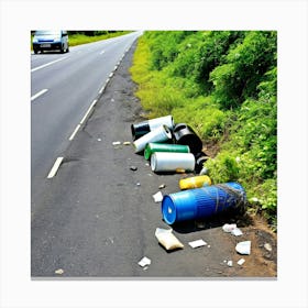 Garbage On The Side Of The Road 1 Canvas Print