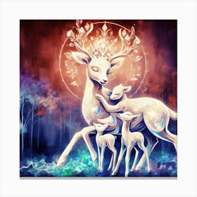 A crystal deer mom love with her kids Canvas Print