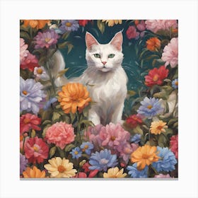 0 Cats With Many Colored Flowers Esrgan V1 X2plus (2) Canvas Print