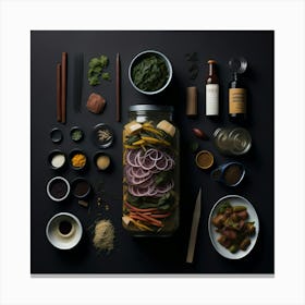 Barbecue Props Knolling Layout (38) Canvas Print