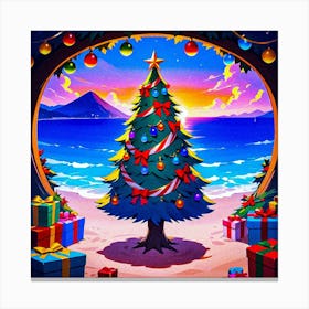 Christmas Tree On The Beach 3 Canvas Print