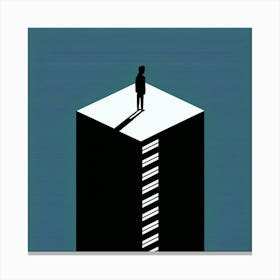 Silhouette Of A Man On Top Of A Building Canvas Print