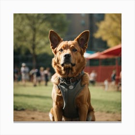 Dog In A Harness Canvas Print