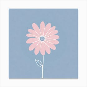 A White And Pink Flower In Minimalist Style Square Composition 118 Canvas Print