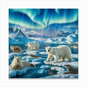 Polar Bears In The Arctic 1 Canvas Print