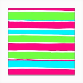 Thick Stripes of Green and Pink Canvas Print