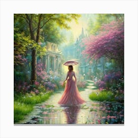 Girl In A Pink Dress Canvas Print