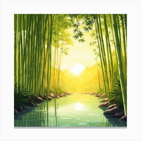 A Stream In A Bamboo Forest At Sun Rise Square Composition 290 Canvas Print