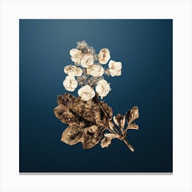 Gold Botanical Oakleaf Hydrangea on Dusk Blue n.3081 Canvas Print