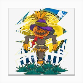 Vintage Scarecrow Halloween Witches Hat Farm Protector Magic Canvas Print