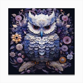 Owl with flowers 1 Canvas Print