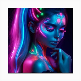 A woman and glowing neon 1 Canvas Print