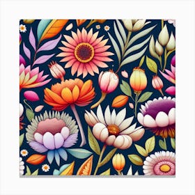 Floral Seamless Pattern Canvas Print