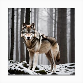 Wolf In The Woods 14 Canvas Print