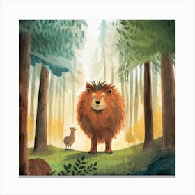 Lion In The Forest Canvas Print