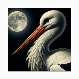Captivating Single Stork with Black Eye at Night: A Stunning Gustave Doré Masterpiece. Canvas Print