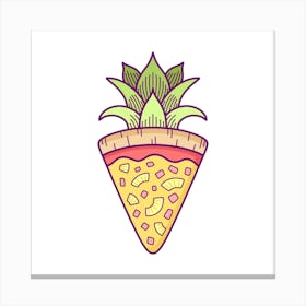 Pineapple Pizza Coat Of Arms Square Canvas Print