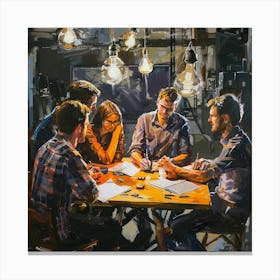 A Team Brainstorming Oil Painting Illustration 1718666037 4 Canvas Print