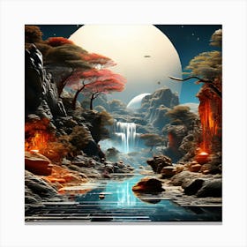 Landscape With Water And Trees, Modern And Classical Art Elements art print Canvas Print