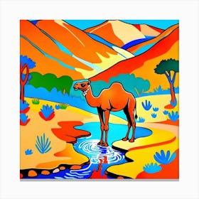 Camel In Water Canvas Print