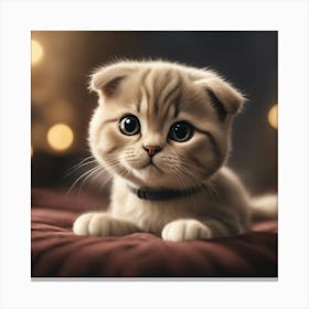 A Cute Scottish Fold Kitty, Pixar Style, Watercolor Illustration Style 8k, Png (10) Canvas Print