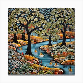 River In The Forest Canvas Print