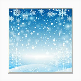 Template Snowfall Pattern Defocused Flier Holiday Frost Snowflake Fall Season Shine Blue (27) Canvas Print