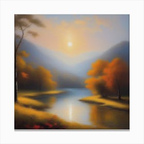 Sunset By The River Canvas Print