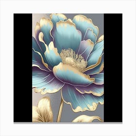 Blue And Gold Flower Canvas Print