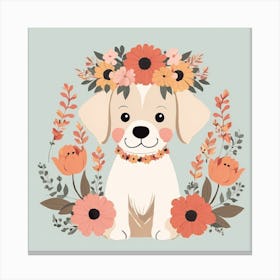 Floral Baby Dog Nursery Illustration (10) Canvas Print