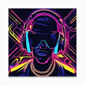 Neon Man With Headphones 2 Canvas Print