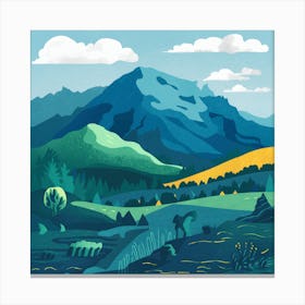 Cadair Idris Wales Colourful Mountain Illustration Poster 7 Canvas Print