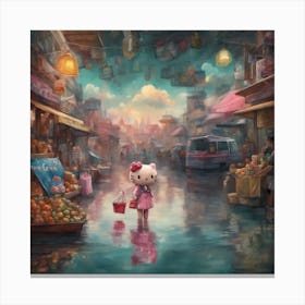 Hello Kitty in the shopping center Canvas Print