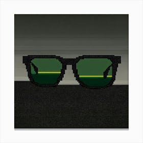 Pixel Art Of Black Sunglass From The Front With Bl (1) Canvas Print