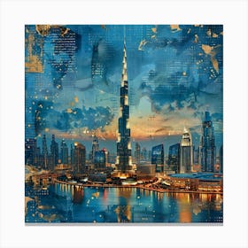 Burj Khalifa at sunset, collage Canvas Print