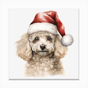 Poodle In Santa Hat 4 Canvas Print