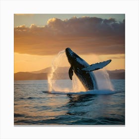 Humpback Whale Breaching Canvas Print