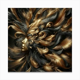 Black And Gold Feathers 2 Canvas Print