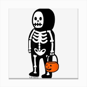 Skeleton Trick Or Treater Cute Spooky Halloween Costume Canvas Print