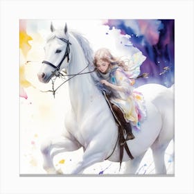 Fairy On A White Horse Canvas Print