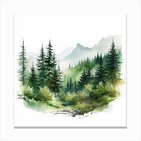 Watercolor Forest Landscape Canvas Print