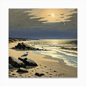 Seagull On The Beach 4 Canvas Print