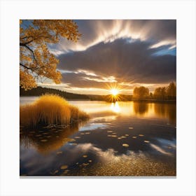 Sunset Over Lake 4 Canvas Print