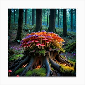 Aurora of Mushrooms Mushrooms In The Forest Canvas Print