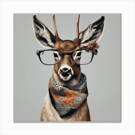 Deer With Glasses Canvas Print