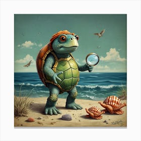 Turtle On The Beach 4 Canvas Print