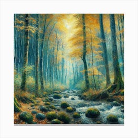 Creek In A Maple Forest Home Cabin Canvas Print