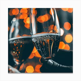 Champagne Glasses With Bokeh Canvas Print