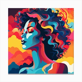 Colorful Woman With Curly Hair Canvas Print
