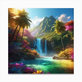 Waterfall In The Jungle 5 Canvas Print